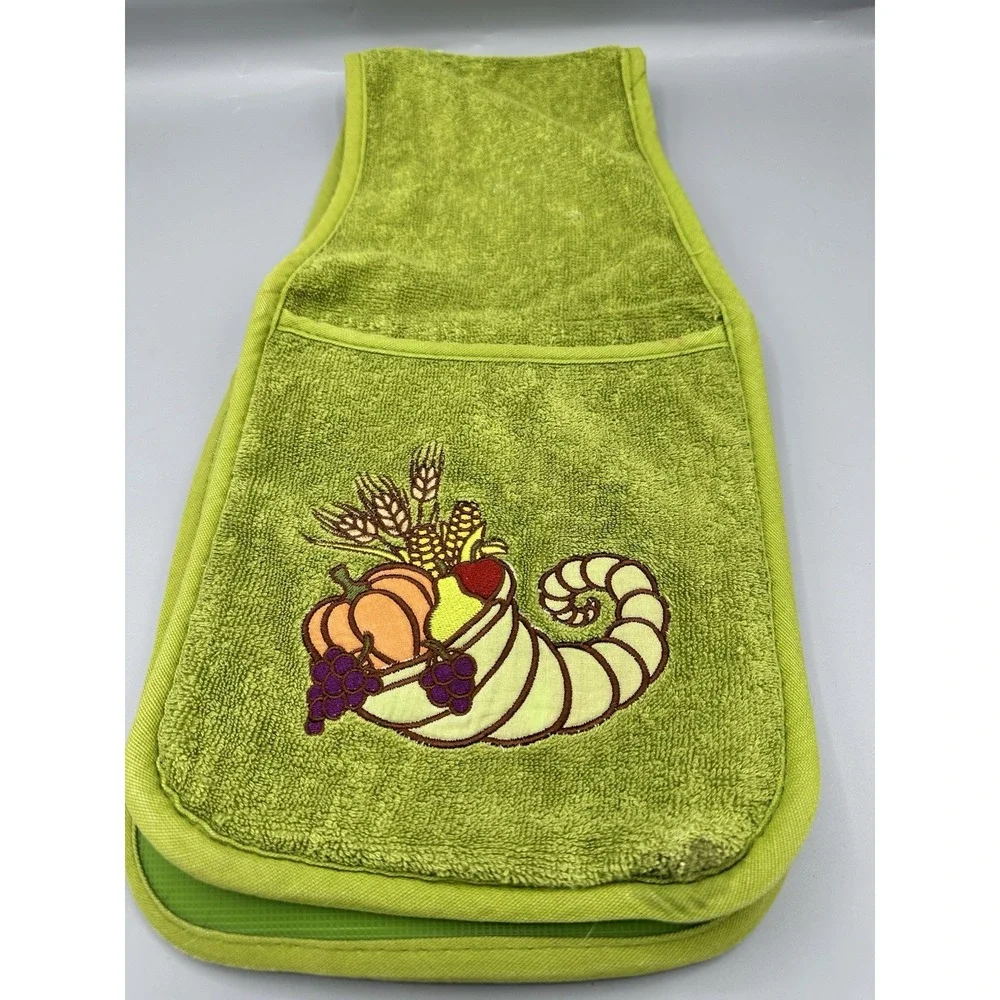 Cooking BuddyThanksgiving Embroidered Pot & Towel Holder Vintage Mod Look